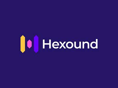 Hexound Logo abstract branding coloful communications gennady savinov logo design geometric h letter h logo h logomark hexagon ios app logo design media modern music music app music app logo sound symmetric wave