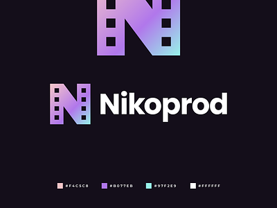 Nikoprod Logo abstract branding cinema creative film gennady savinov logo design geometric gradient logo design modern n n letter n logo production studio video
