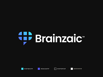 Brainzaic Logo abstract app logo assistant brain brand brand identity branding chat cloud data gennady savinov logo design geometric graphic design helper logo design modern logo mosaic professional logo smart symmetric