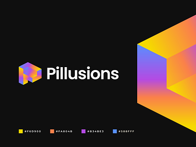 Pillusions Logo 3d abstract app logo brand identity branding colorful community creative gennady savinov logo design gradient graphic design illusion illustration logo design modern p p letter p logo p logomark visual identity