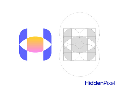 Eye H Letter Logo Grid