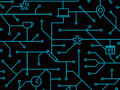 circuit board icons black card design client coffee digital dots icons illustration teal tech