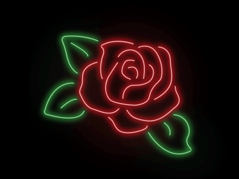 Neon Rose animation bar flower gif glow neon nightlife rose sign skull