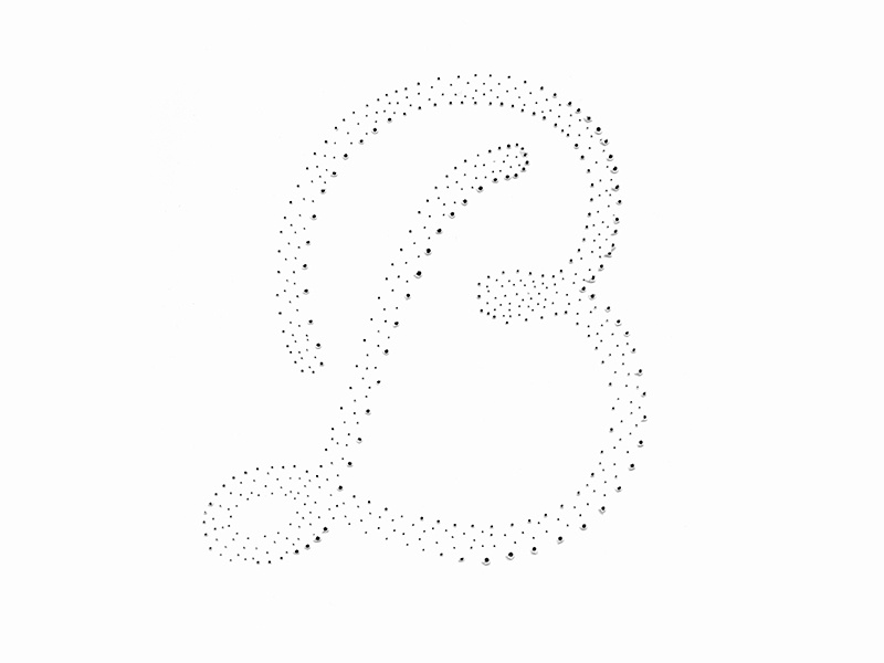Hand Poke Paper B fiber linework light white on white fundraiser lettering typography b script pin paper