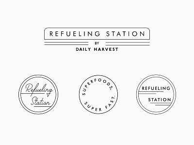 Refueling Station Branding activation branding circle daily harvest futura gas station logo medallion midcentury minimal store front