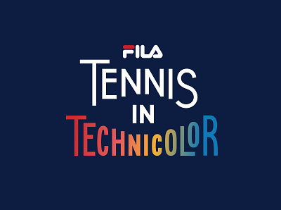 FILA Tennis in Technicolor Workmark branding handmadefont logo movie popup retro sports technicolor tennis typeface