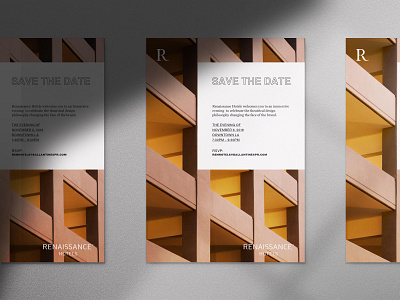 Renaissance Ivnite branding geometry hotel hotel branding invite layout luxury design save the date typography urban