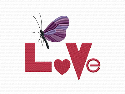 Word Love and Butterfly butterfly embroidery embroidery design embroidery digitizer embroidery digitizing embroidery digitizing company love valentine valentine day valentines valentines day valentinesday