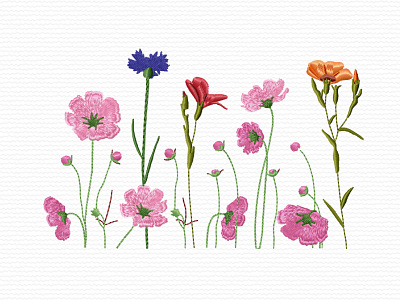 Wildflowers - Embroidery adobe illustrator embroidery embroidery design embroidery digitizer embroidery digitizing embroidery digitizing company flower flowers nature summer wildflowers
