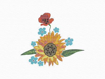 Sunflower - Poppy - Daisy - Embroidery adobe illustrator beautiful beauty bouquet cross stitch daisy design embroidery embroidery design embroidery digitizer embroidery digitizing embroidery digitizing company flower full color illustration nature poppy summer sunflower wildflowers