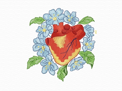 Flower Anatomical heart adobe illustrator anatomical anatomy design embroidery embroidery design embroidery digitizer embroidery digitizing embroidery digitizing company flower flowers heart illustration logo