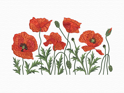 Poppy flowers embroidery