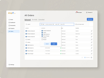 Table UI design