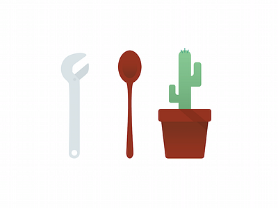 Poster Sneak Peak cactus icons illustration poster spoon wrench