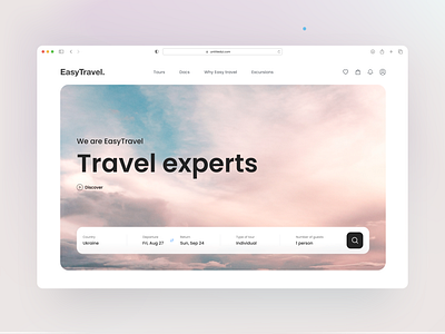 Travel service "EasyTravel" / First screen concept design first screen travel service trend trending ui ux web website