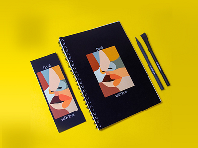 Notebook calendar and pens design