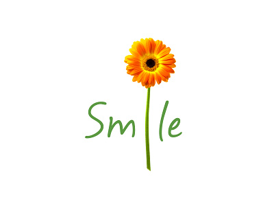 Smile clean flower. fresh green happy orange simple smile white yellow