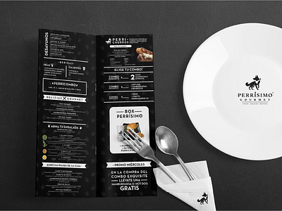 Menu Perrísimo Gourmet agency brand identity branding creative design food food truck hamburguer icon logo menu menu design product