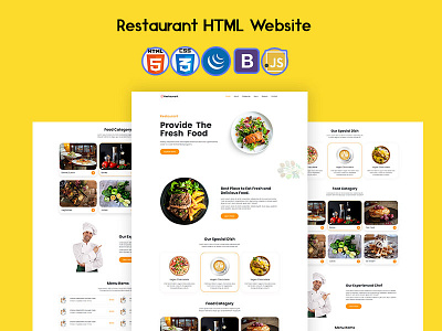 Restaurant Website Design with HTML app branding design front end front end developer html design restaurant website web design web developer website