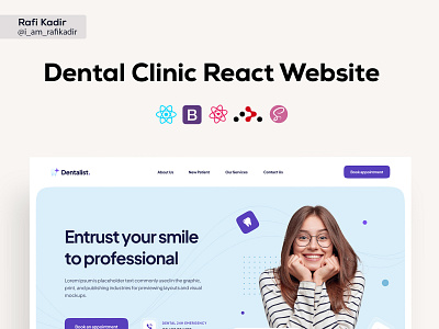 Dental Care website design with React business website dental dental clinic dental clinic website dental website dental website desing dentist website front end developer frontend landing page react developer react website reactjs website design