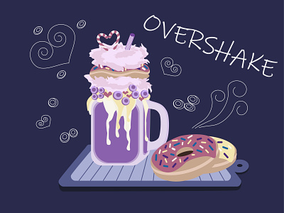 Overshake illustration donuts food and drinks food illustration milkshake milkshake and donuts overshake restaurant