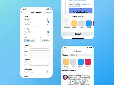 Twitter Bookmarks | Mobile App Redesign app app design dashboard design figma ios mockup product design redesign screens twitter ui userexperience ux uxui