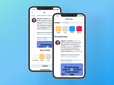 Twitter Bookmarks | Mobile App Redesign app dashboard design figma ios mobile mockup product design redesign screens twitter ui userexperience ux uxui