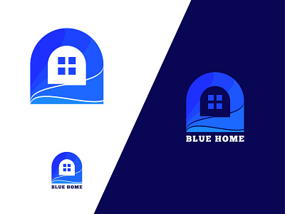 Blue Home Logo Template blue brand identity branding business colorful corporate creative flat fresh gradient home icon lgog design logo minimal modern real estate shape
