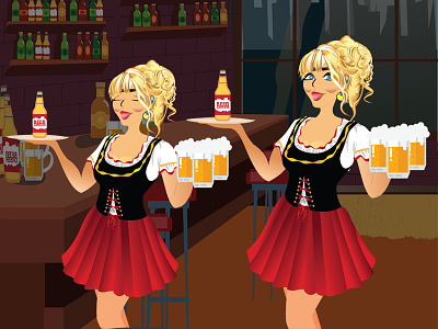 Happy Hour beer girl graphic design illustration illustrator vector