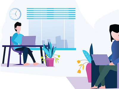 Working Hour flat illustration girl graphic design illustration illustrator office vector
