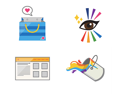 Colorful Icons ~ My Specialties bag branding bucket ecommerce eye icons interface paint shopping