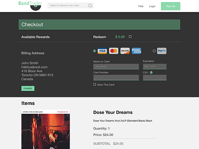 DailyUI #02 BandTrader Checkout screen