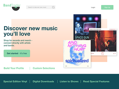 DailyUI #03 Landing page - BandTrader
