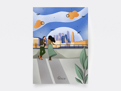 Postcard — Moscow City city design flat illustration life moscow postcard procreate skyscraper walk