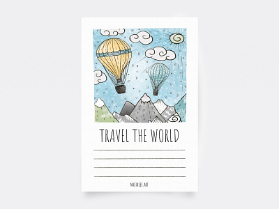 Postcard — TRAVEL THE WORLD art illustraion mountains postcard travel world