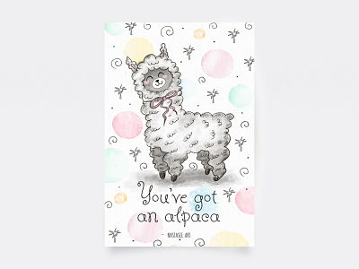 Postcard — Alpaca alpaca art illustration newyear palms postcard