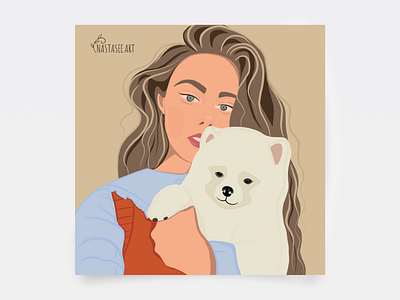 Just a portrait art dog face flat flatillustration friends girl illustration portrait spitz