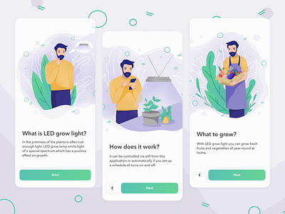 LED Grow Light App onboarding app design flat flatillustration fruits illustration man onbording plant plants ui ux uxui vegetables