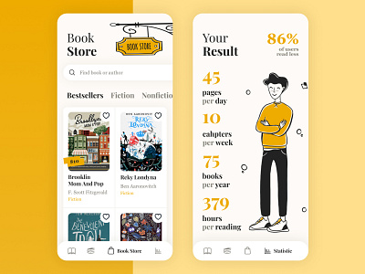 Book Reading App app art book books bookshop bookstore design flat flatillustration man read ui uiux ux