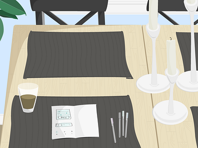Our Ikea Kitchen candlesticks cold brew ikea kitchen kitchen table plant sketching vector wood table