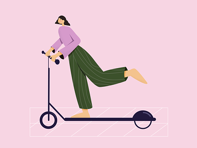 to the future character clothes illustration riding scooter vector woman