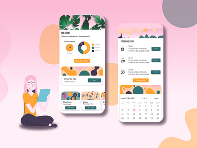 Mental health app (exercise) concept design design flat illustration illustrator ui uidesign ux uxdesign