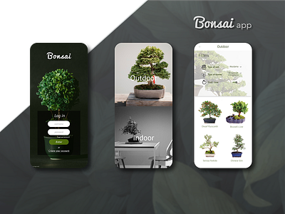 Bonsai mobile app concept app concept design design flat illustrator minimal mobile mobile app mobile ui ui xd design