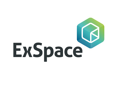 ExSpace Brand brand cube design experience geometric green icon logo