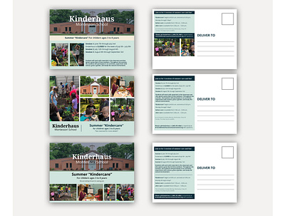 Kinderhaus Montessori School Postcards adobe indesign grpahic design indesign postcards