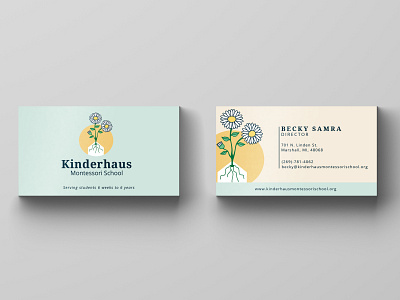 Kinderhaus Montessori School Business Card adobe indesign business card indesign logo redesign