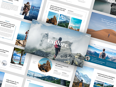 Explore - Backpacker PowerPoint Template adventure backpacker best powerpoint colourful corporate creative design hiking holiday hotel landscape minimal presentation mountain nature planning portfolio powerpoint pptx presentation