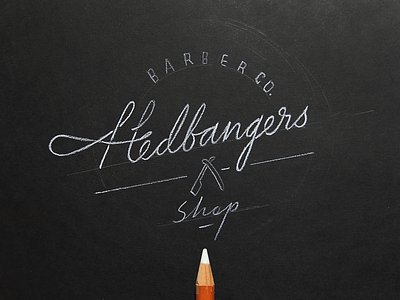 Logo concept for Hedbangers barber beard calligraphy design handmade lettering logo