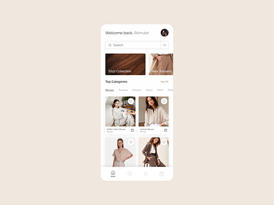 E-commerce mobile concept app beige brown ecommerce fashion minimalism minimalist mobile ui uiux