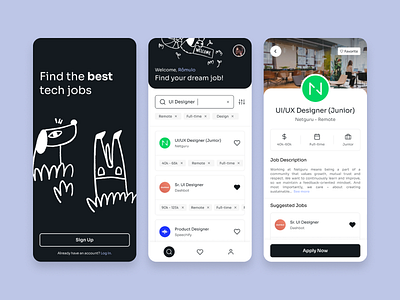 Job Board Concept app design job board jobs minimalism minimalist mobile ui uiux